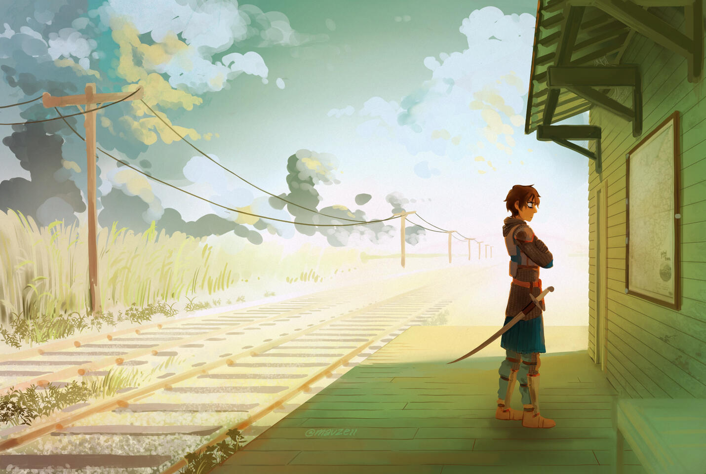 Nov. 2023. An illustration used to explore an original character, Bay (from my one of my stories, Little Dawn).